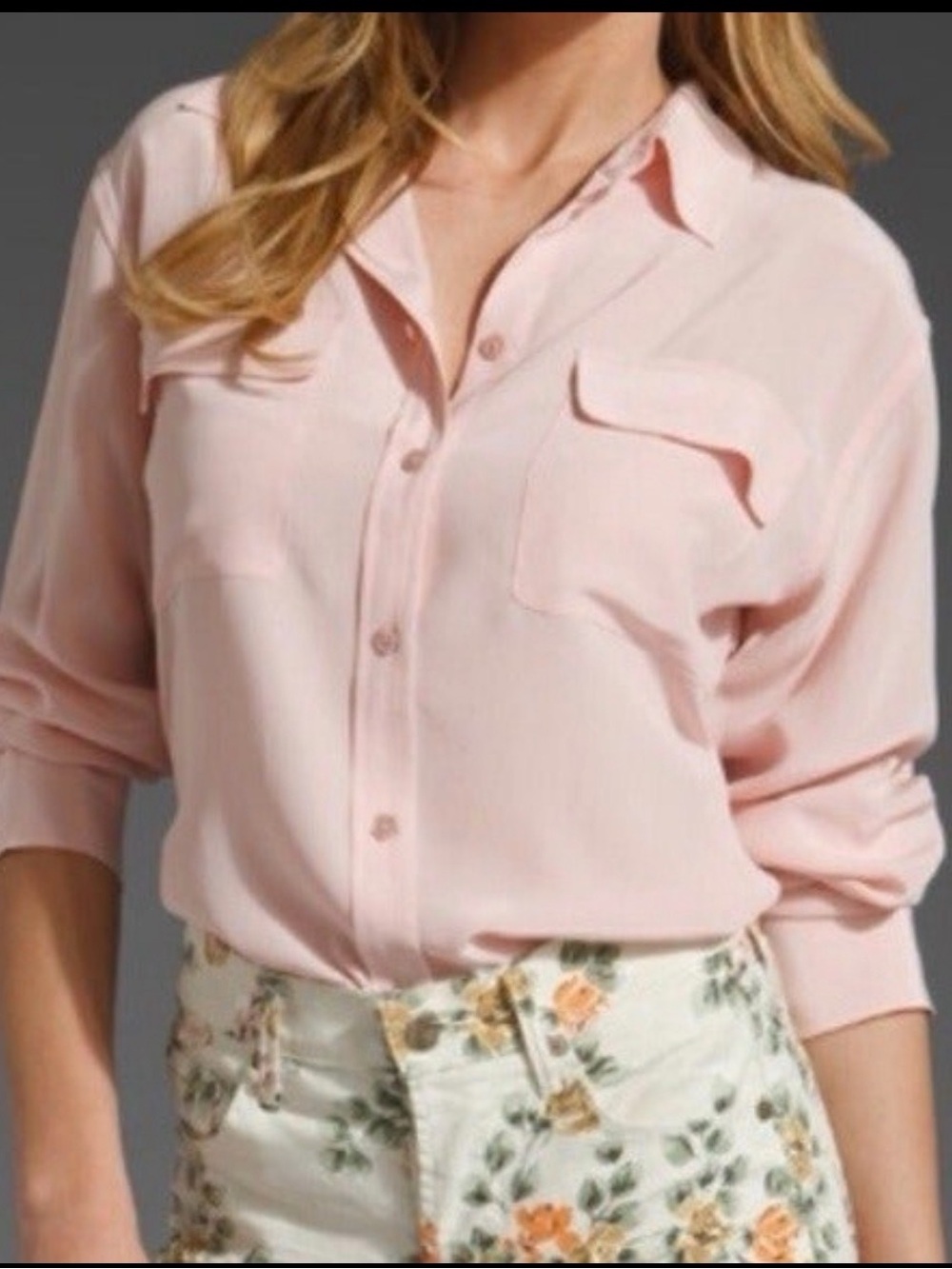 Equipment Brett slim signature silk shirt pink Size Medium - Picture 1 of 7